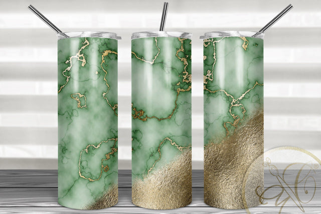 Green Marble 20oz Skinny Tumbler Sublimation Sublimation Marlene Campos 