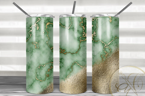 Green Marble 20oz Skinny Tumbler Sublimation Sublimation Marlene Campos 