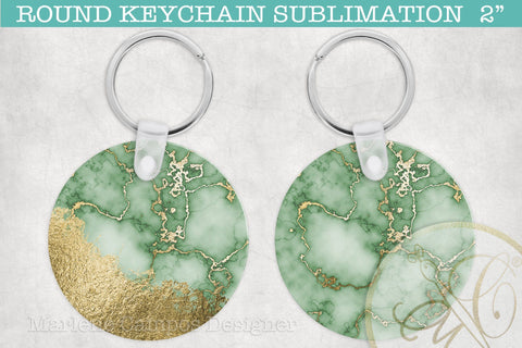 Green Marble Round Keychain Sublimation + SVG Sublimation Marlene Campos 