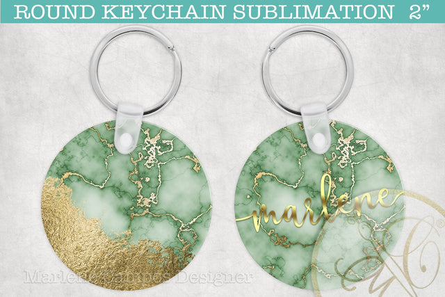 Green Marble Round Keychain Sublimation + SVG Sublimation Marlene Campos 