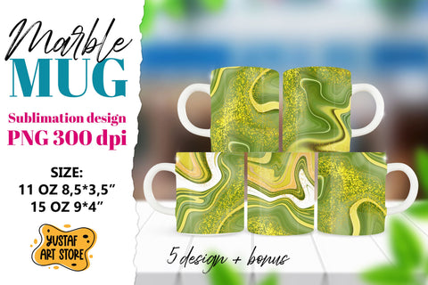 Green Marble sublimation mug 11oz 15oz. 5 PNG design Sublimation Yustaf Art Store 
