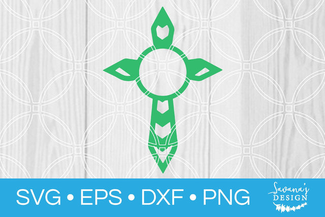 Green Monogram Circle Cross SVG SavanasDesign 