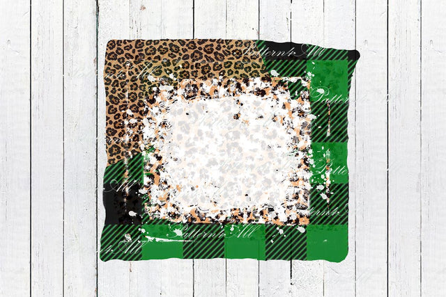 Green Plaid and Leopard Frame,Bleach background,Check splashes,Buffalo plaid Patches,Sublimation PNG,Distressed design element, Frame PNG Sublimation ArtStudio 