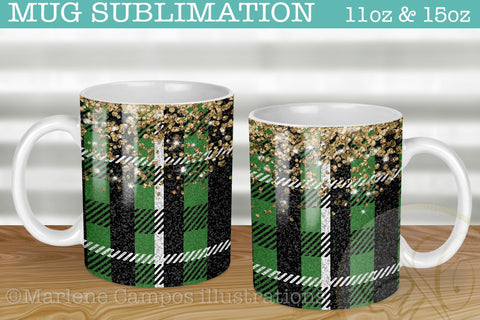 Green Plaid Fabric Sublimation for Mug / Buffalo Plaid Design /Christmas Buffalo Plaid SVG Marlene Campos 