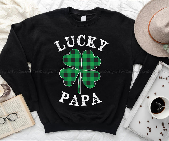Green Plaid Lucky Papa PNG Tumbler, Green Buffalo Plaid Sublimation, Irish Png, Lucky Papa Clover St.patricks day Sublimation ToriDesigns 