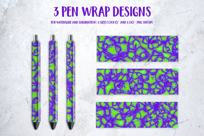 Green Purple Abstract Pen Wrap Sublimation or Waterslide Sublimation LaBelezoka 