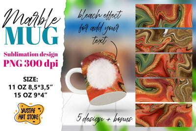 Green Red Gold Marble sublimation mug 11oz 15oz.5 PNG design Sublimation Yustaf Art Store 