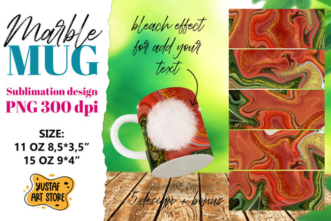 Green Red Gold Marble sublimation mug.5 PNG design Sublimation Yustaf Art Store 