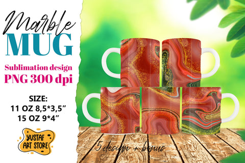 Green Red Gold Marble sublimation mug.5 PNG design Sublimation Yustaf Art Store 