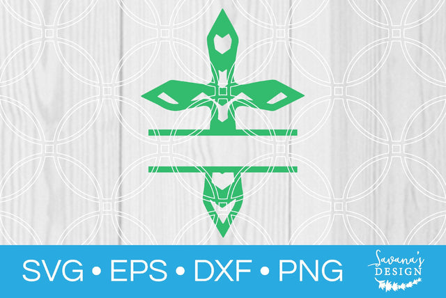 Green Split Monogram Cross SVG SavanasDesign 