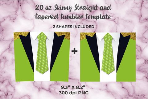Green Suit 20oz Skinny Tumbler Wrap Sublimation Template Sublimation Sublimatiz Designs 