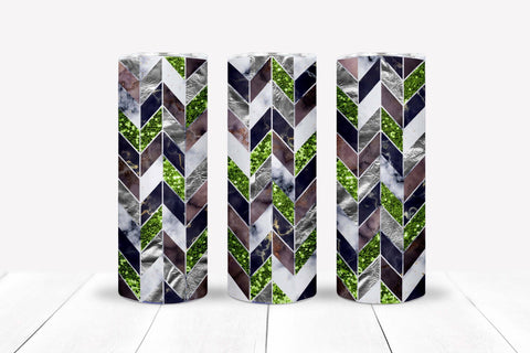 Green Tangram Skinny Tumbler Wrap Sublimation Design Sublimation OrangeBrushStudio 