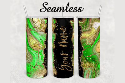 Green Watercolor Gold Agate Tumbler sublimation design 20 oz skinny tumbler wrap Sublimation BambinaCreations 
