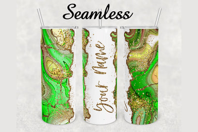 Green Watercolor Gold Glitter Marble Tumbler sublimation design 20 oz skinny tumbler wrap Sublimation BambinaCreations 