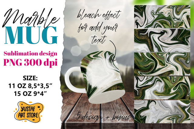 Green White Marble sublimation mug bundle.5 PNG design Sublimation Yustaf Art Store 