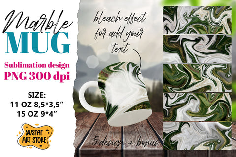 Green White Marble sublimation mug bundle.5 PNG design Sublimation Yustaf Art Store 