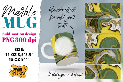 Green Yellow Marble sublimation mug bundle.5 PNG design Sublimation Yustaf Art Store 