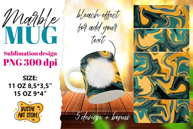 Green Yellow Marble sublimation mug wrap bundle.5 PNG design Sublimation Yustaf Art Store 