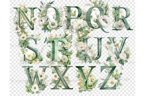 Greenery Alphabet | Lettering Clipart Bundle SVG GlamArtZhanna 