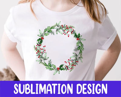 Greenery Wreath PNG, Christmas Mistletoe Wreath Sublimation Design, Christmas PNG Sublimation iStyleDesign 