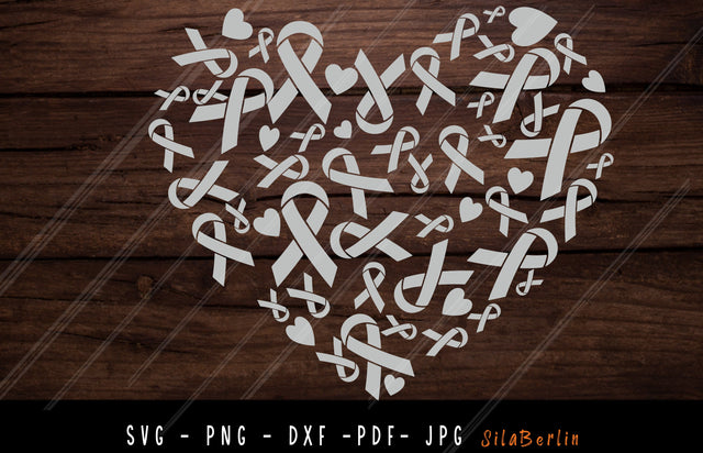 Grey Heart SVG, Brain Cancer Svg, Grey Ribbon Png, Brain Cancer Clipart, Cancer Awareness, Fight Cancer, Instant Download SVG SilaBerlin 