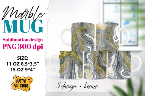 Grey marble sublimation mug wrap bundle.Fluid art PNG design Sublimation Yustaf Art Store 