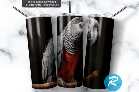 Grey Parrots 20 oz / 30 oz Tumbler PNG Sublimation Regulrcrative 