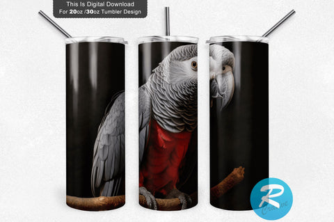 Grey Parrots 20 oz / 30 oz Tumbler PNG Sublimation Regulrcrative 