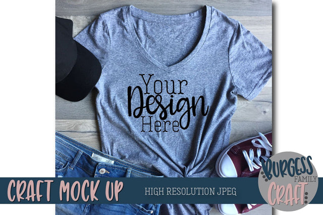 Grey t-shirt ball cap jeans Craft mock up | High resolution JPEG Mock Up Photo Burgess Family Craft 