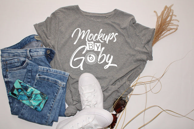 Grey T-shirt, Mockup, Instant Mockups Cancer WhiteT-shirt, Bella Canvas White, Mock Up, Mock Up Photo ArtStudio 