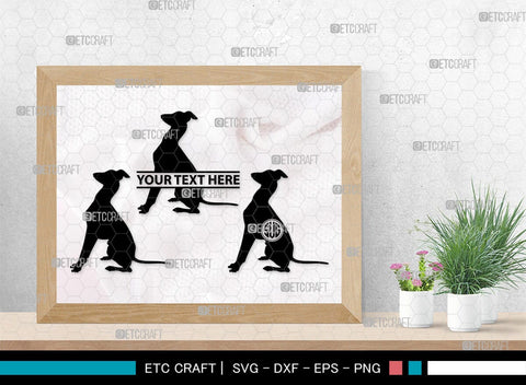 Greyhound Dog Monogram, Greyhound Dog Silhouette, Greyhound Svg, Dog Svg, Greyhound Roaching, SB00276 SVG ETC Craft 
