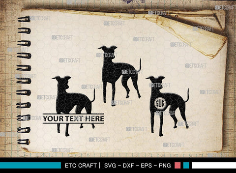 Greyhound Dog Monogram, Greyhound Dog Silhouette, Greyhound Svg, Dog Svg, Greyhound Roaching, SB00276 SVG ETC Craft 