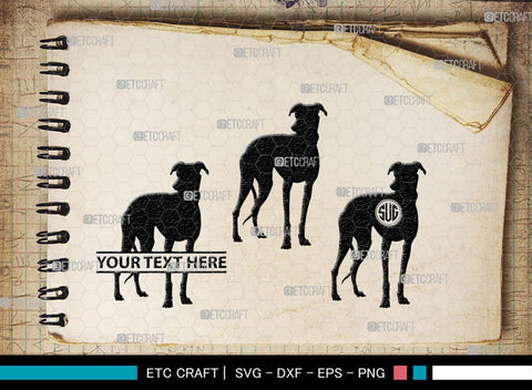 Greyhound Dog Monogram, Greyhound Dog Silhouette, Greyhound Svg, Dog Svg, Greyhound Roaching, SB00276 SVG ETC Craft 