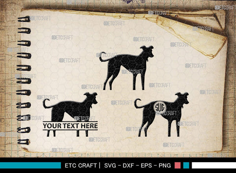 Greyhound Dog Monogram, Greyhound Dog Silhouette, Greyhound Svg, Dog Svg, Greyhound Roaching, SB00276 SVG ETC Craft 