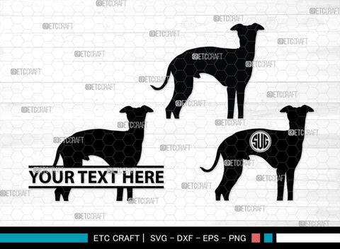 Greyhound Dog Monogram, Greyhound Dog Silhouette, Greyhound Svg, Dog Svg, Greyhound Roaching, SB00276 SVG ETC Craft 