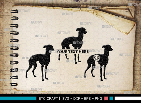 Greyhound Dog Monogram, Greyhound Dog Silhouette, Greyhound Svg, Dog Svg, Greyhound Roaching, SB00276 SVG ETC Craft 