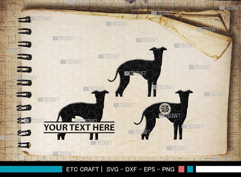 Greyhound Dog Monogram, Greyhound Dog Silhouette, Greyhound Svg, Dog Svg, Greyhound Roaching, SB00276 SVG ETC Craft 