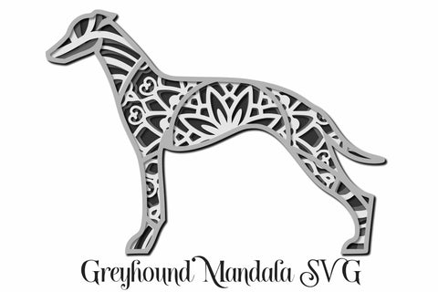 Greyhound Mandala SVG file, layered cut file, 4 layers Dog SVG SVG Digital Honeybee 