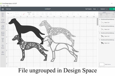 Greyhound Mandala SVG file, layered cut file, 4 layers Dog SVG SVG Digital Honeybee 