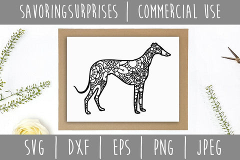 Greyhound Mandala Zentangle SVG SavoringSurprises 