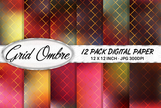 Grid pattern digital paper with gradient color background Digital Pattern artnoy 