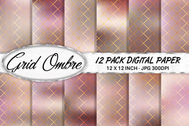 Grid pattern digital paper with gradient cream color background Digital Pattern artnoy 