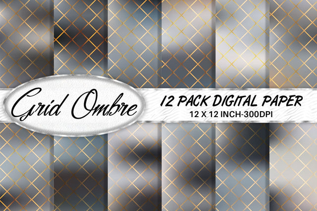 Grid pattern digital paper with gradient gray color background Digital Pattern artnoy 