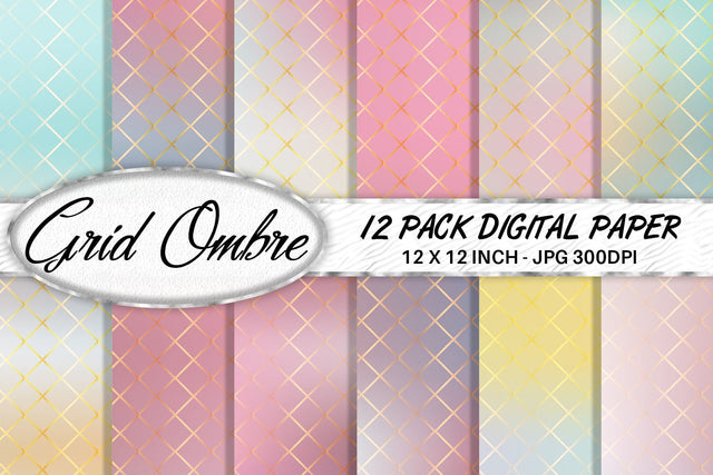 Grid pattern digital paper with gradient pink color background Digital Pattern artnoy 