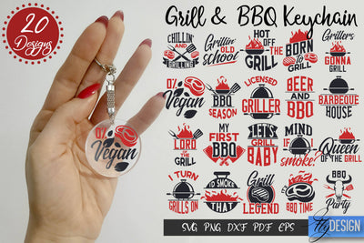 Grill & BBQ Keychain SVG Bundle SVG Fly Design 