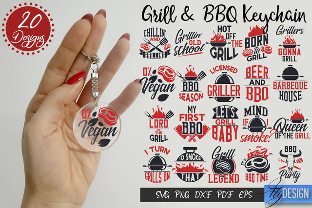 Grill & BBQ Keychain SVG Bundle SVG Fly Design 