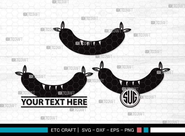 Grilled Sausage Monogram SVG | Sausage Svg | Bbq Svg | Barbecue Svg | Bratwurst Svg | Grilled Sausage Clipart SVG ETC Craft 