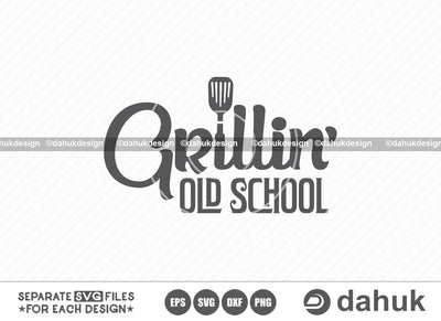 Grilln Old School SVG, Grilling SVG, BBQ svg, Barbecue Grill svg, Grillers Svg, Cut file, for silhouette, svg, eps, dxf, png, clipart cricut design space, vinyl cut files SVG dahukdesign 