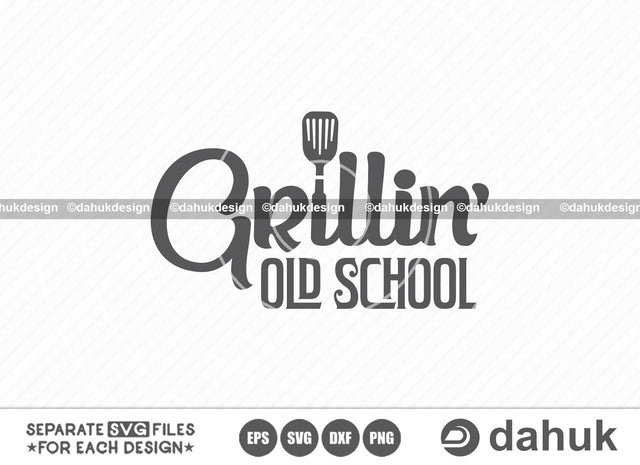 Grilln Old School SVG, Grilling SVG, BBQ svg, Barbecue Grill svg, Grillers Svg, Cut file, for silhouette, svg, eps, dxf, png, clipart cricut design space, vinyl cut files SVG dahukdesign 