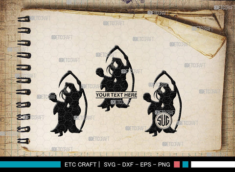 Grim Reaper Girl Monogram, Grim Reaper Silhouette, Grim Reaper Girl SVG, Death Svg, Halloween Svg, SB00366 SVG ETC Craft 